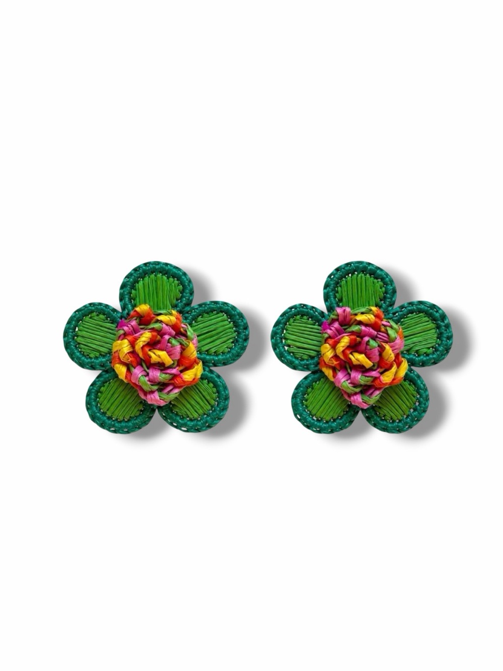 Green Floral Braided Straw Earrings - Women Jewelry‎ Earrings